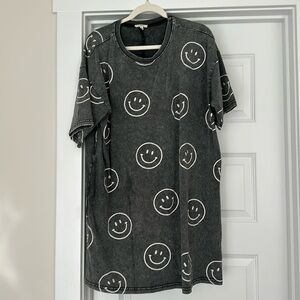 Dressed in LALA Charcoal Smiley Mini Dress